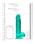 RealRock Crystal Clear Realistic 8 in. Dildo With Balls and Suction Cup Turquoise