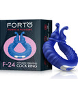 Forto F-24 Rechargeable Silicone Textured Vibrating Cockring Blue