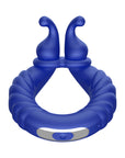 Forto F-24 Rechargeable Silicone Textured Vibrating Cockring Blue