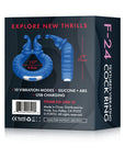 Forto F-24 Rechargeable Silicone Textured Vibrating Cockring Blue