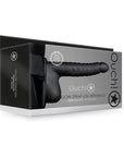 Ouch! Ribbed 8 in. Hollow Strap-On with Balls Black