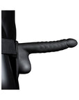 Ouch! Ribbed 8 in. Hollow Strap-On with Balls Black