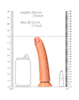 RealRock Realistic 7 in. Slim Dildo With Suction Cup Tan