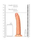 RealRock Realistic 8 in. Slim Dildo With Suction Cup Tan