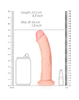 RealRock Realistic 8 in. Curved Dildo With Suction Cup Beige