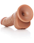 RealRock Realistic 6 in. Curved Dildo With Balls and Suction Cup Tan