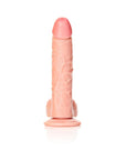 RealRock Realistic 8 in. Curved Dildo With Balls and Suction Cup Beige