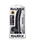 RealRock Realistic 8 in. Curved Dildo With Balls and Suction Cup Black