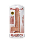 RealRock Realistic 10 in. Straight Dildo With Balls and Suction Cup Tan