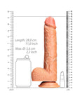 RealRock Realistic 10 in. Straight Dildo With Balls and Suction Cup Tan