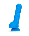 Neo 9 in. Dual Density Dildo with Balls Neon Blue