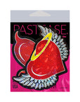 Pastease Angel & Devil Heart: Red Glitter Hearts with Wings, Halo, Horns & Tail Nipple Pasties
