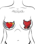 Pastease Angel & Devil Heart: Red Glitter Hearts with Wings, Halo, Horns & Tail Nipple Pasties