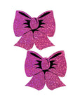 Pastease Bow: Hot Pink Glitter Bows Nipple Pasties