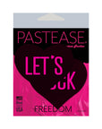 Pastease Love: Let's Fuck Black Heart on Neon Pink Base Nipple Pasties