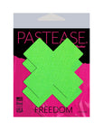 Pastease Plus X: Neon Green Day-Glow Lycra Cross Nipple Pasties