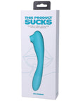 This Product Sucks Rechargeable Bendable Dual Ended Silicone Sucking Clitoral Stimulator & G-Spot Vibrator Teal