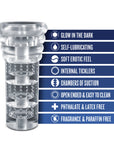 RIZE! Luz Glow in the Dark Self-Lubricating Stroker Clear