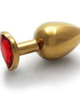 Ouch! Heart Gem Butt Plug Medium Gold/Ruby Red