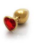 Ouch! Heart Gem Butt Plug Medium Gold/Ruby Red