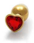 Ouch! Heart Gem Butt Plug Medium Gold/Ruby Red
