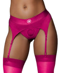 Ouch! Vibrating Strap-on Thong with Adjustable Garters Pink M/L