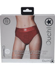 Ouch! Vibrating Strap-on Thong with Removable Butt Straps Red XS/S