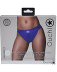 Ouch! Vibrating Strap-on Panty Harness with Open Royal Blue Black M/L