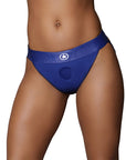 Ouch! Vibrating Strap-on Panty Harness with Open Royal Blue Black M/L