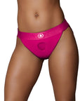 Ouch! Vibrating Strap-on Panty Harness with Open Pink Black M/L