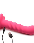 Simply Sweet 21X Vibrating Ribbed Silicone Dildo W/ Remote Pink
