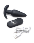 BANG! 21X Vibrating Silicone Butt Plug with Remote Control Black