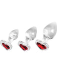 Adam & Eve Red Heart Gem Glass Plug Set