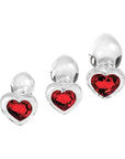 Adam & Eve Red Heart Gem Glass Plug Set