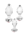 Adam & Eve Red Heart Gem Glass Plug Set