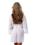Magic Silk Sheer Passion Flutter Sleeve Robe White/Lavender S/M