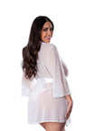 Magic Silk Sheer Passion Flutter Sleeve Robe White/Lavender Queen Size