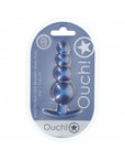 Ouch! Smooth Silicone Beaded Anal Plug 4.6 in. Metallic Blue