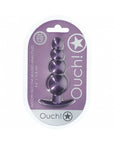 Ouch! Smooth Silicone Beaded Anal Plug 4.6 in. Metallic Purple