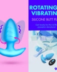 BANG! Rotating & Vibrating Silicone Butt Plug with Remote Blue