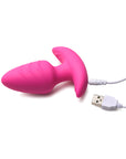 BANG! Rotating & Vibrating Silicone Butt Plug with Remote Pink