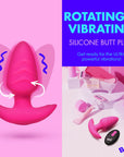 BANG! Rotating & Vibrating Silicone Butt Plug with Remote Pink