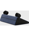 Liberator Black Label Wedge 24 in. Sex Position Pillow with Cuffs Décor Velvet Blue