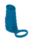 LEVELZ Vibrating Ribbed Silicone Cock Sleeve & Ball Ring Teal