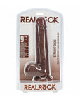 RealRock 9 in. Cock with Balls Straight Brown