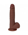 RealRock 7 in. Vibrating Cock with Balls Straight Brown
