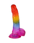 Crystal Jellies 8.5 in. Realistic Cock with Balls Rainbow