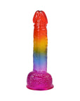 Crystal Jellies 8.5 in. Realistic Cock with Balls Rainbow