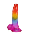 Crystal Jellies 8.5 in. Realistic Cock with Balls Rainbow