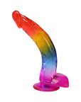 Crystal Jellies 9.5 in. Realistic Cock with Balls Rainbow